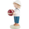 Flax Haired Children Boy with Ball - 5 cm / 2 inch