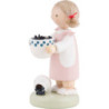 Flax Haired Children Girl with Blueberries - 5 cm / 2 inch