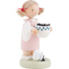 Flax Haired Children Girl with Blueberries - 5 cm / 2 inch