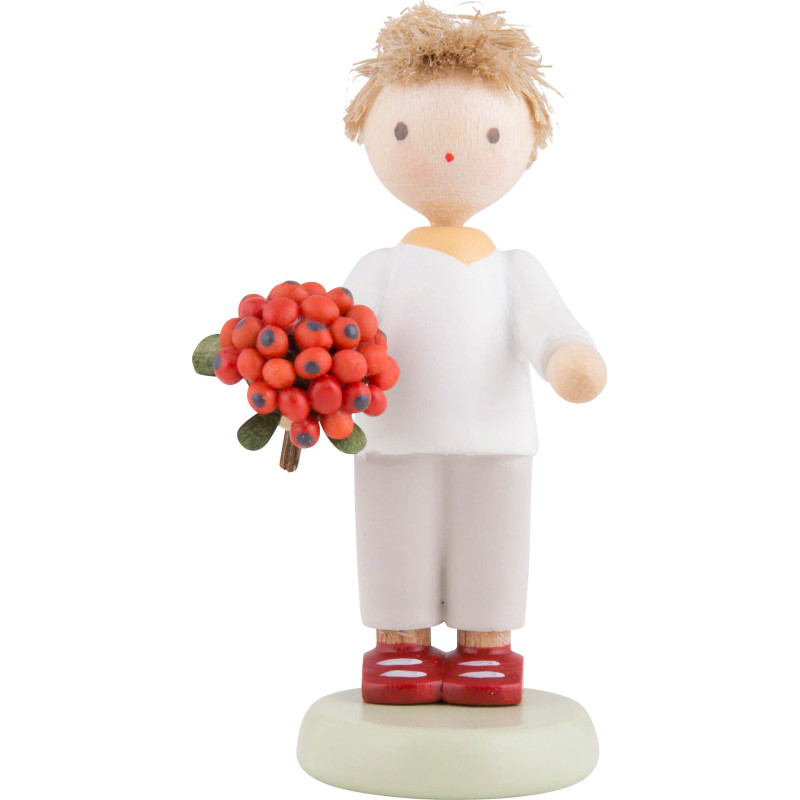 Flachshaarkinder Junge mit Vogelbeeren - 5 cm