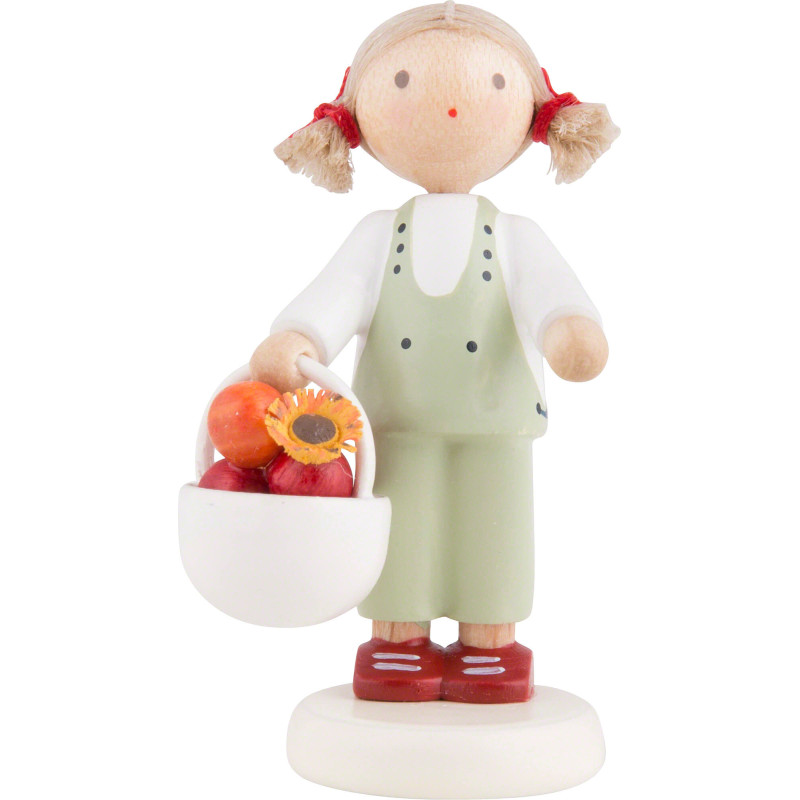Flachshaarkinder Mädchen mit Apfelkorb - 5 cm