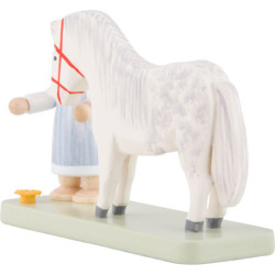 Flax Haired Children Little Girl with Horse - 5 cm / 2 inch