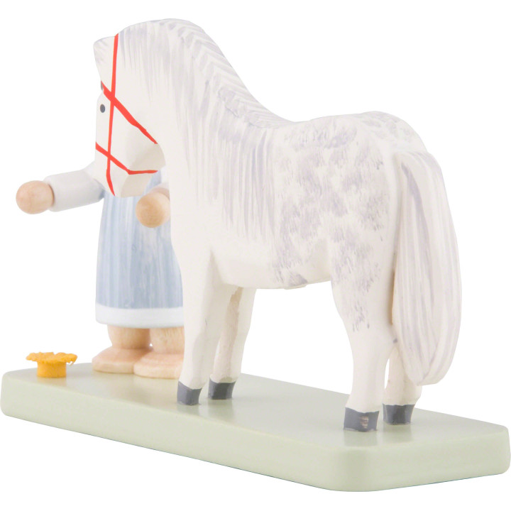 Flachshaarkinder Kleines Mädchen mit Pferdchen - 5 cm