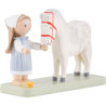 Flax Haired Children Little Girl with Horse - 5 cm / 2 inch