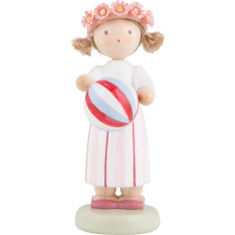 Flax Haired Children Girl with Ball - 5 cm / 2 inch