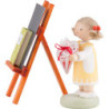 Flax Haired Children Girl with Candy Cone, Blackboard and Reader - 5 cm / 2 inch