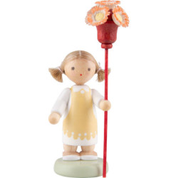 Flax Haired Children Girl with Flower Sceptre - 5 cm / 2 inch