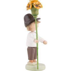 Flax Haired Children Boy with Flower Sceptre - 5 cm / 2 inch