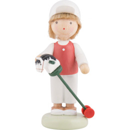 Flachshaarkinder Junge mit Steckenpferd - 5 cm