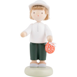 Flachshaarkinder Junge mit sorbischem Osterei - 5 cm