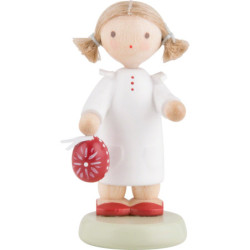 Flachshaarkinder Kleines Mädchen mit sorbischem Osterei - 5 cm