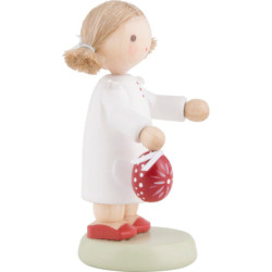 Flax Haired Children Little Girl with Sorbian Easter Egg - 5 cm / 2 inch