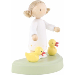 Flachshaarkinder Mädchen mit zwei Entchen - 5 cm
