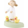 Flax Haired Children Girl with Two Ducklings - 5 cm / 2 inch
