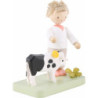 Flachshaarkinder Junge mit Kälbchen - 5 cm