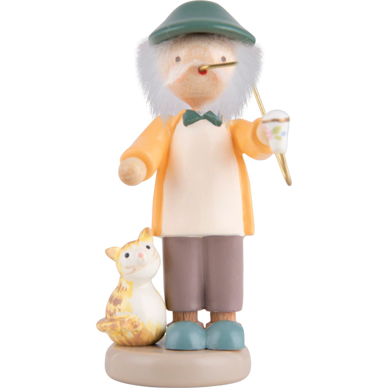 Flachshaarkinder Großvater mit Kätzchen - 5 cm