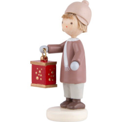 Flachshaarkinder Junge mit Mettenlaterne - 5 cm