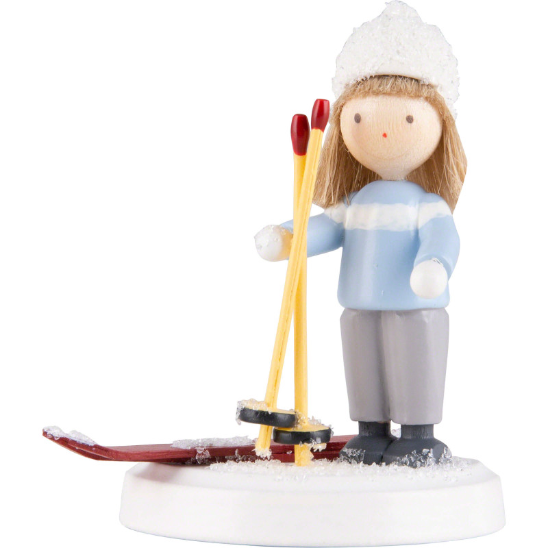 Flachshaarkinder Junge mit Skiern - 5 cm