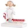 Flax Haired Children Girl with Sleigh - 5 cm / 2 inch