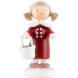 Flax Haired Children Little Girl with Bird Food - 5 cm / 2 inch