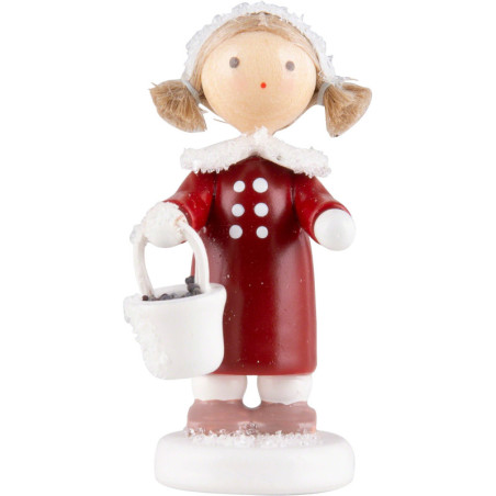 Flachshaarkinder Kleines Mädchen mit Meisenfutter - 5 cm