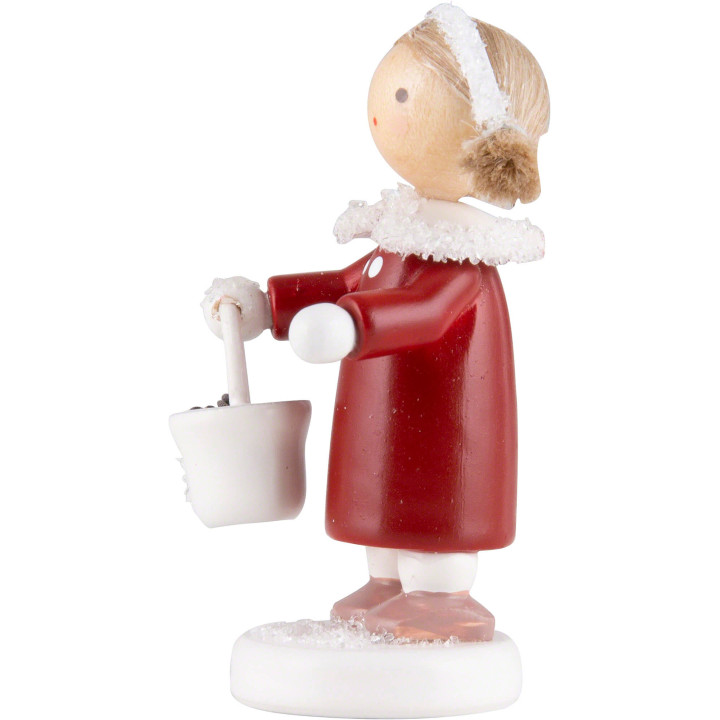 Flachshaarkinder Kleines Mädchen mit Meisenfutter - 5 cm