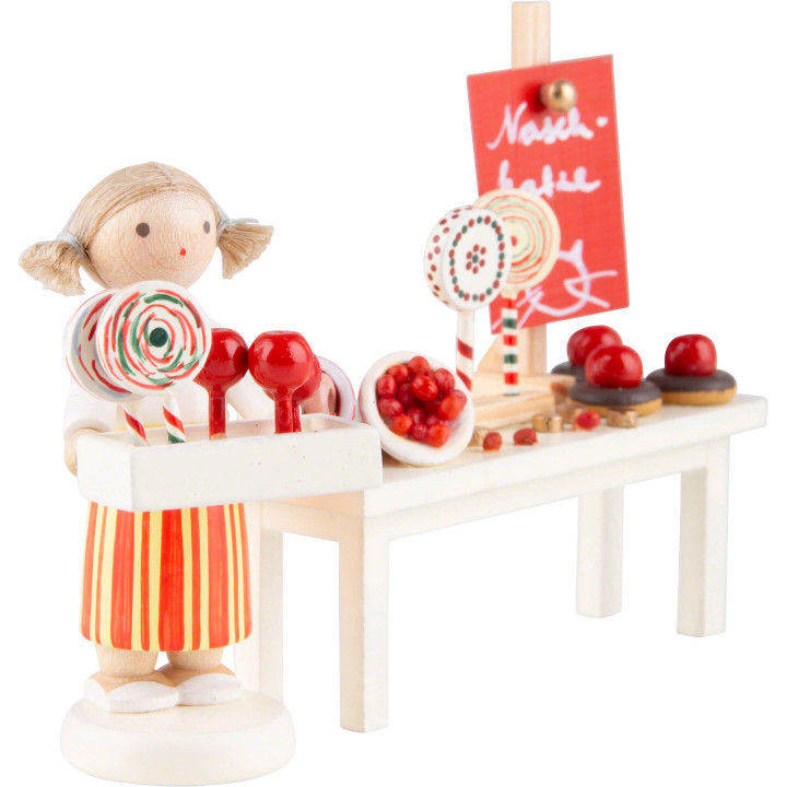 Flachshaarkinder Jahrmarktstand mit Naschereien - 5 cm