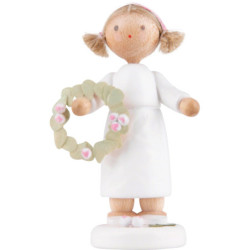 Flower Fairy Girl with Flower Wreath - 5 cm / 2 inch