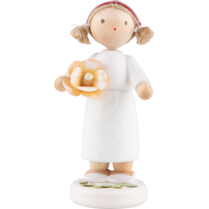 Blumenfee Mädchen mit Rose, gelb - 5 cm