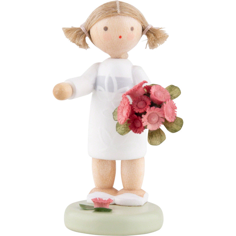 Blumenfee Mädchen mit Blumenstrauß - 5 cm