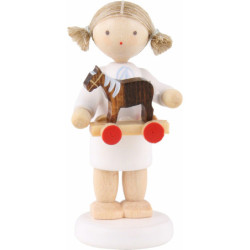 Flachshaarengel mit Pferdchen - 5 cm