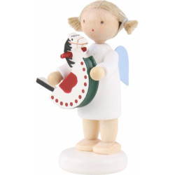 Flax Haired Angel with Rocking Horse - 5 cm / 2 inch