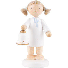 Flax Haired Angel with Bell - 5 cm / 2 inch