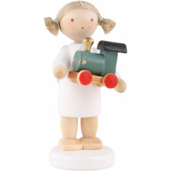 Flax Haired Angel with Toy Railroad - 5 cm / 2 inch