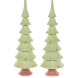Solid Wood Trees - Bright Green - 2 pieces - 14,5 cm / 5.7 inch