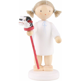 Flax Haired Angel with Hobby Horse - 5 cm / 2 inch