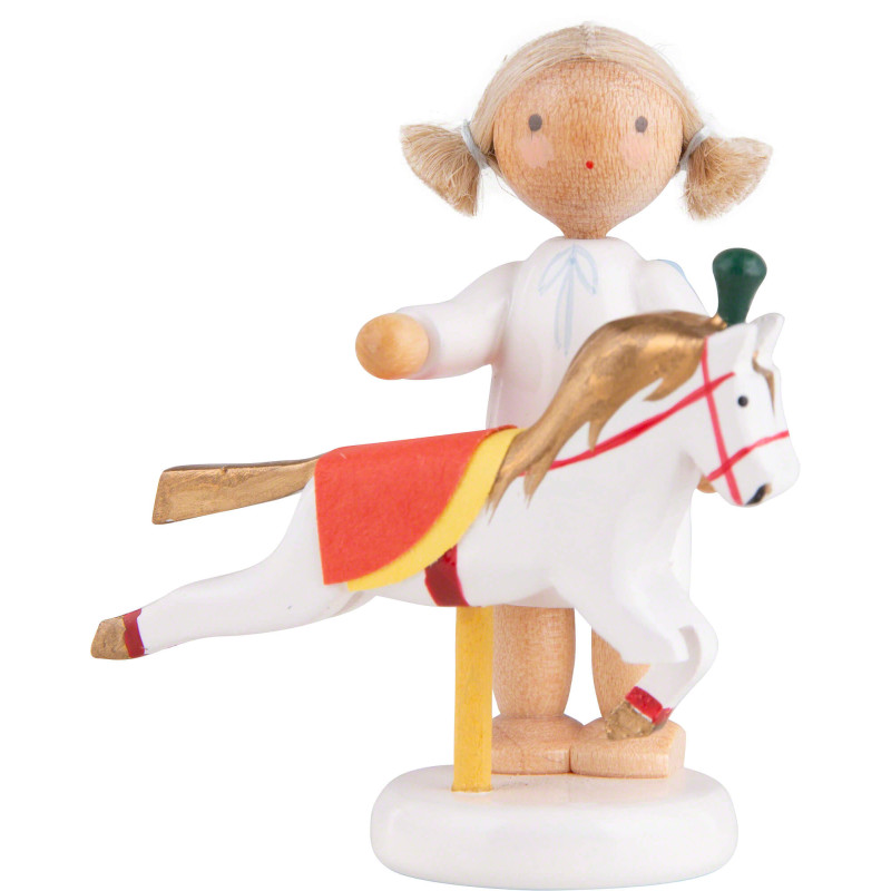 Flax Haired Angel with Bohemian Horse - 5 cm / 2 inch