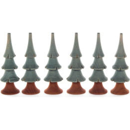Solid Wood Trees - Green - 6 pieces - 8 cm / 3.1 inch