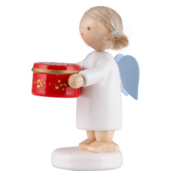 Flax Haired Angel with Can with Sweets, Red - 5 cm / 2 inch