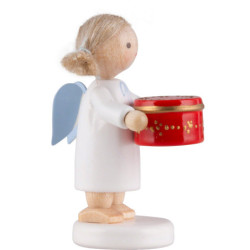 Flax Haired Angel with Can with Sweets, Red - 5 cm / 2 inch