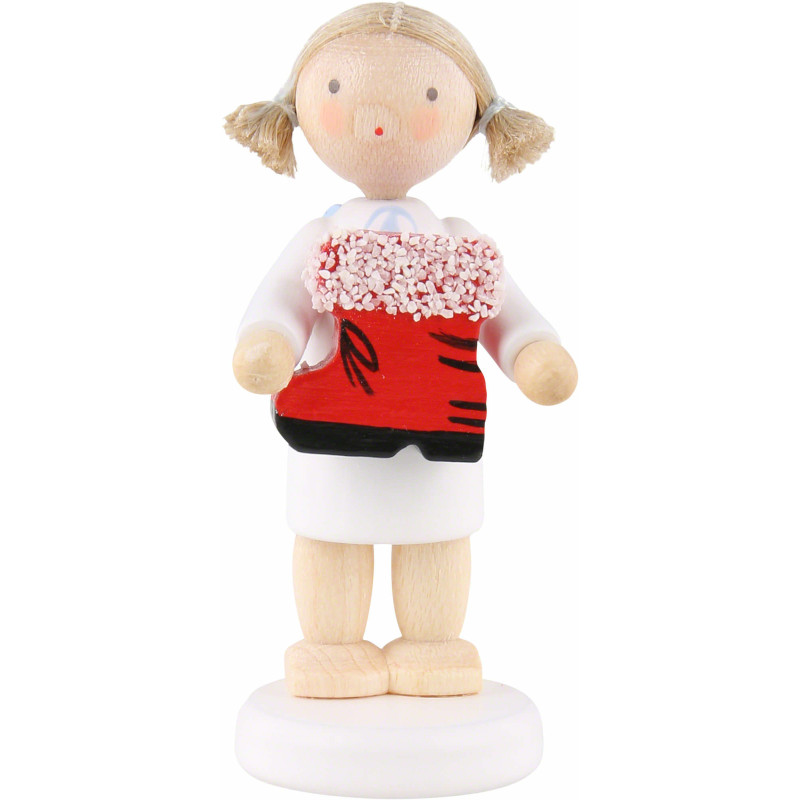 Flax Haired Angel with Santa's Boot - 5 cm / 2 inch