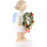 Flachshaarengel mit Weihnachtskranz - 5 cm