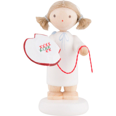 Flax Haired Angel with Tambour Frame - 5 cm / 2 inch