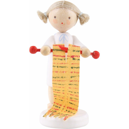 Flax Haired Angel with Knitting Needles - 5 cm / 2 inch