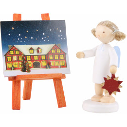 Flax Haired Angel with Adventstar and -Calender - 5 cm / 2 inch