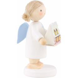Flax Haired Angel with with Ore Mountain Light House - 5 cm / 2 inch