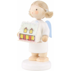 Flax Haired Angel with with Ore Mountain Light House - 5 cm / 2 inch