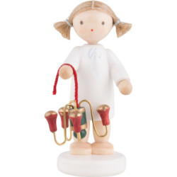 Flax Haired Angel with Candle Holder - 5 cm / 2 inch