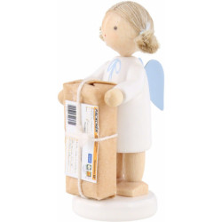 Flax Haired Angel with Christmas Gift - 5 cm / 2 inch