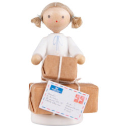 Flachshaarengel mit Weihnachtspaketen - 5 cm